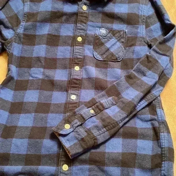 Abercrombie Youth Kids 13/14 Black and Blue Flannel Shirt - Picture 4 of 6